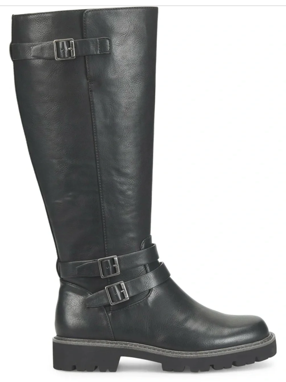 Classic Black Knee-High Buckle Korks Boots